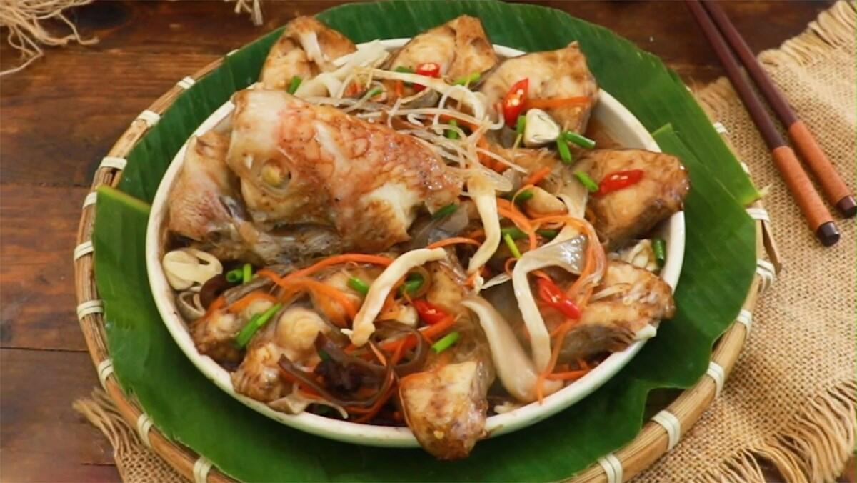 Cá điêu Hồng hấp nước tương gừng tỏi